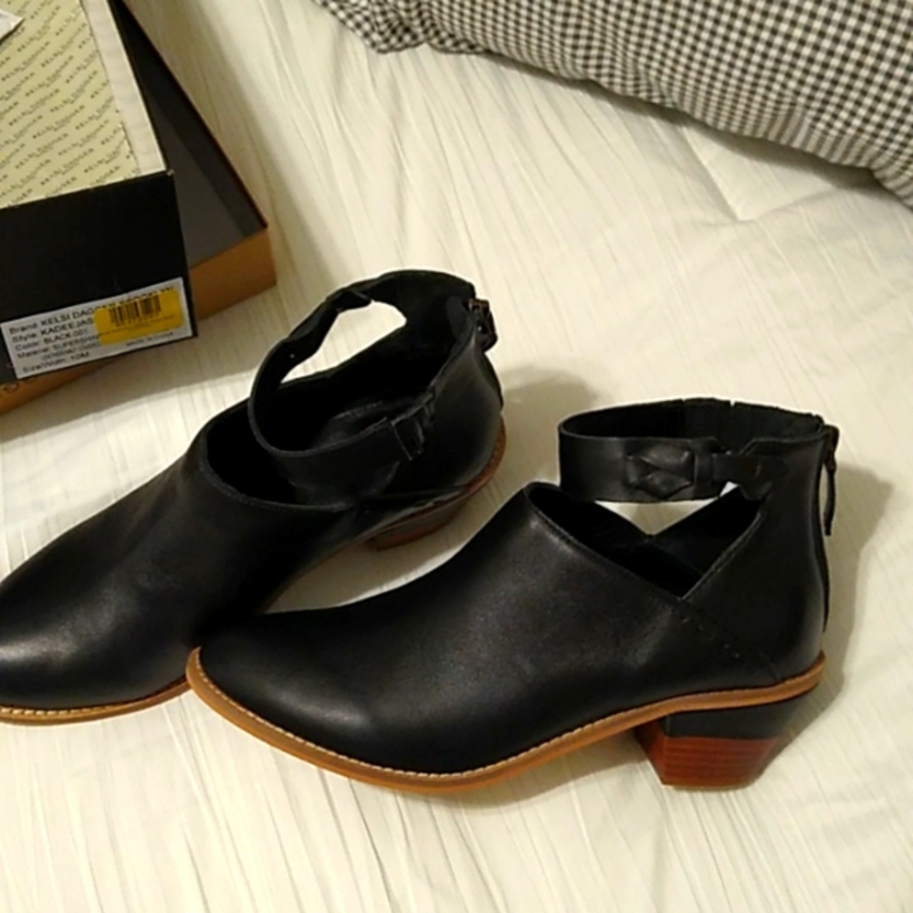 Kelsi Dagger black leather booties